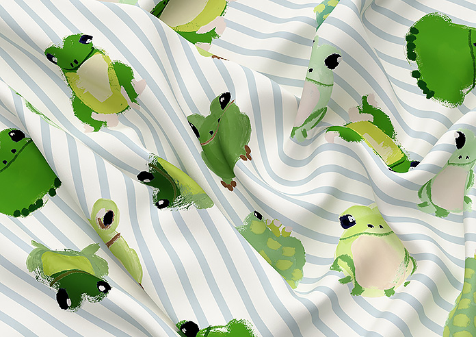 Wee Blue Bell Little Frogs, Pond - Made to Measure Curtains - Image 4